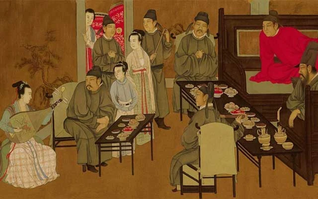 red chinese dress clothing color system of official uniform in Tang Dynasty