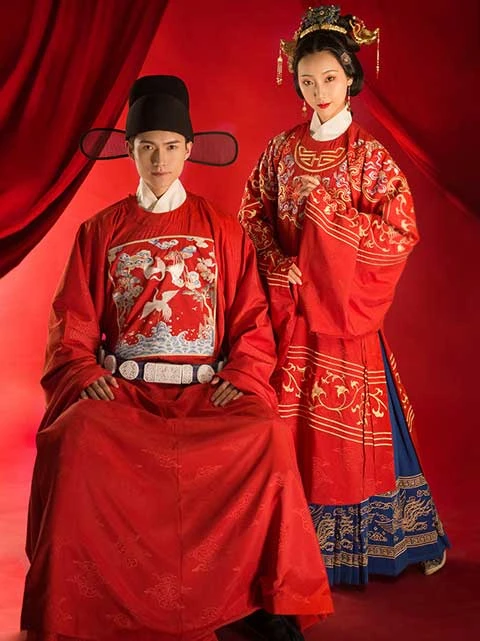 red chinese dress clothing wedding hanfu
