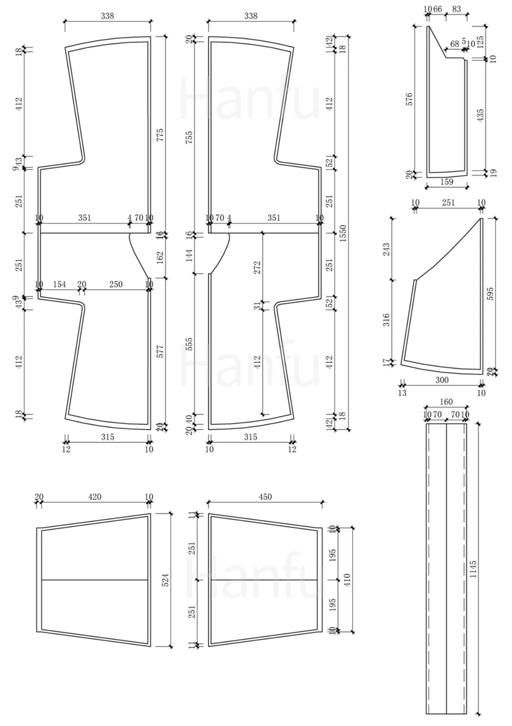 Hanfu Making(8) - Shuhe Cutting & Sewing Patterns