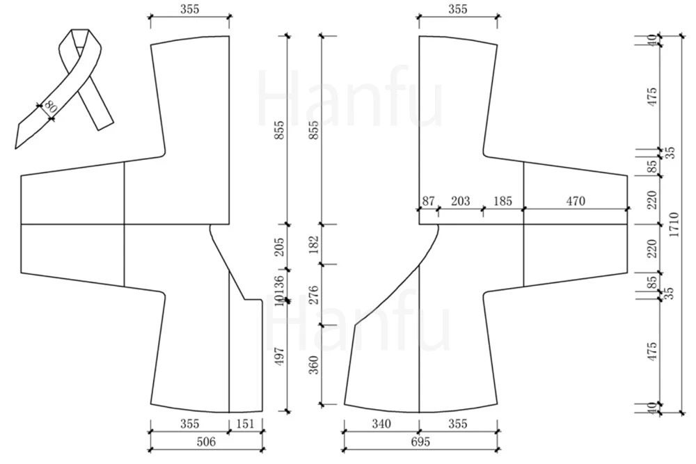 Hanfu Making(8) - Shuhe Cutting & Sewing Patterns