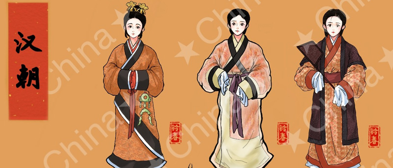 Ancient Chinese Women's Hanfu Attire Illustrations