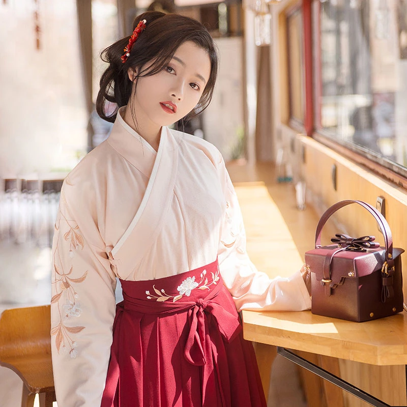 Hanfu-Chinese-Costume-Women-Red red rose ruqun hanfu newhanfu