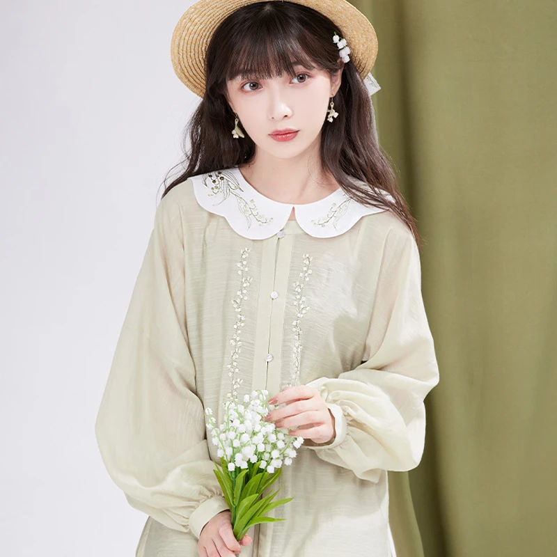 Ming-Style-Improved-Round-Neck-Long-Shirt-Women-Autumn-Hanfu-3 Ming Style Improved Round Neck Long Shirt Women's Autumn Hanfu
