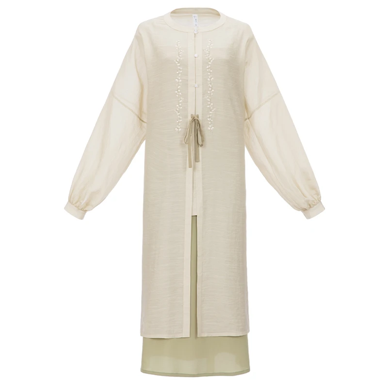 Ming-Style-Improved-Round-Neck-Long-Shirt-Women-Autumn-Hanfu-4 Ming Style Improved Round Neck Long Shirt Women's Autumn Hanfu