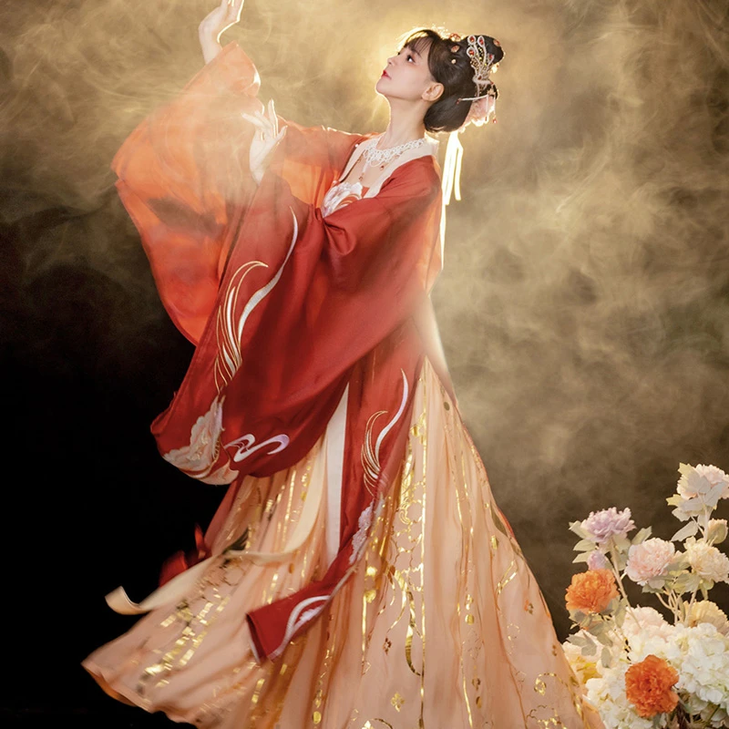 Women-Hezi-Qun-Luxury-Tang-Dynasty-Qixiong-Ruqun-Hanfu-2 Phoenix Ruqun Dress
