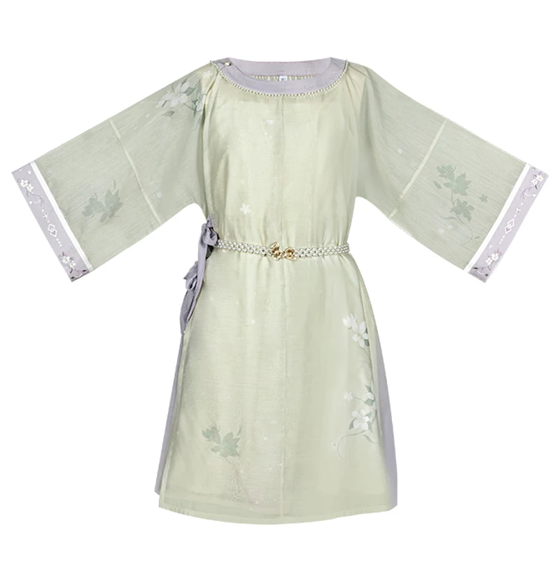 Women-Ming-Style-Round-Neck-Shirt-Dress-Modern-Hanfu-4 Women Ming Style Round Neck Shirt Dress Modern Hanfu