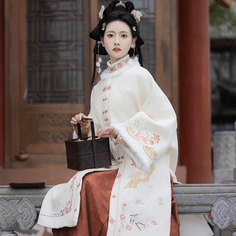 Women-Winter-Aoqun-Ming-Dynasty-Thick-Hanfu-Coat-3 Women Winter Aoqun Ming Dynasty Thick Hanfu Coat