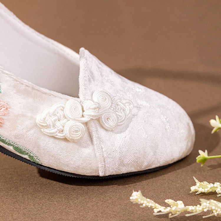 High Heeled Pointed Toe Cheongsam Shoes Vintage Chinese Style Ethnic Shoes