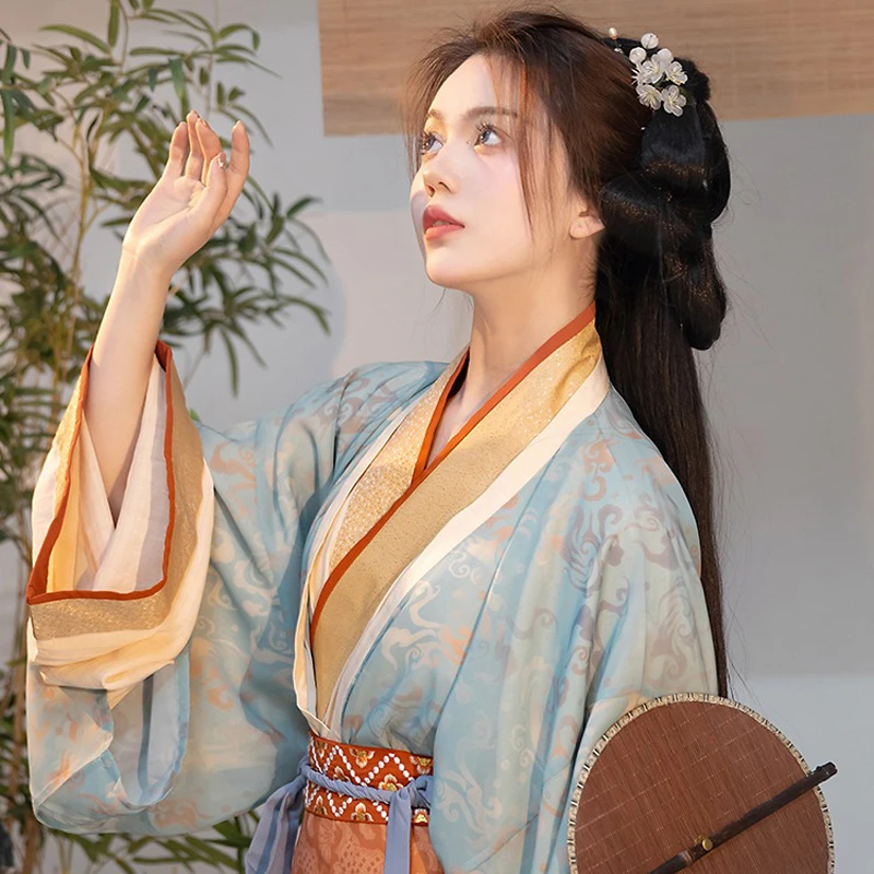 Jin-Style-Jiaoling-Ruqun-Hanfu-Spring-Vintage-Ladies-Dresses-2 Jin Style Jiaoling Ruqun Hanfu Spring Vintage Ladies' Dresses