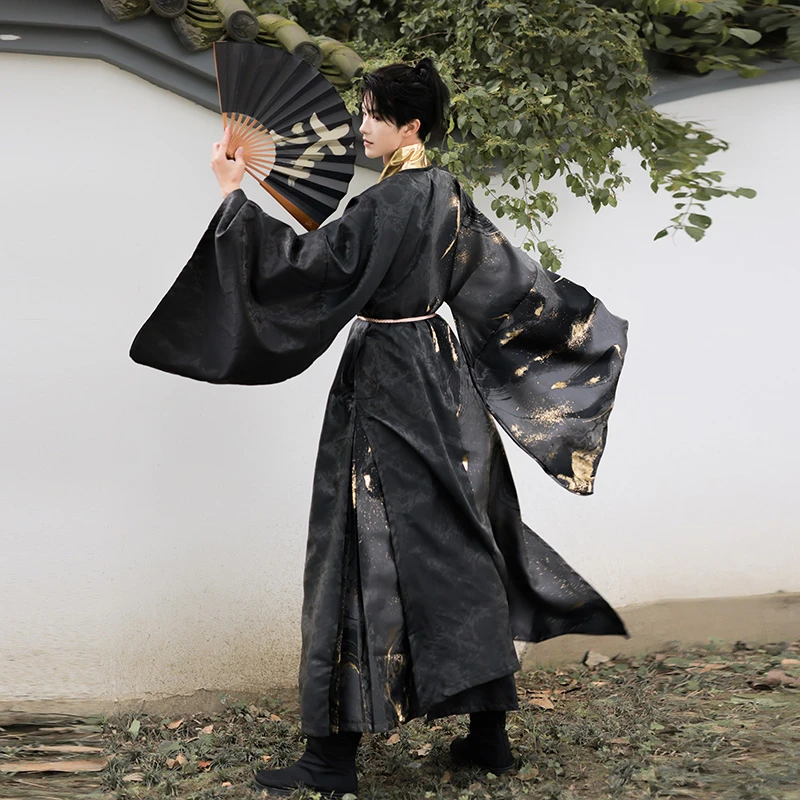 Man's-Daopao-Hanfu-Ming-Style-Dashing-Spring-Taoist-Robe-3 Men's Jin Dynasty Ruqun Hanfu Spring Fashion Casual Clothing