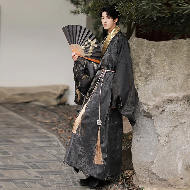 Man's-Daopao-Hanfu-Ming-Style-Dashing-Spring-Taoist-Robe-4 Men's Jin Dynasty Ruqun Hanfu Spring Fashion Casual Clothing