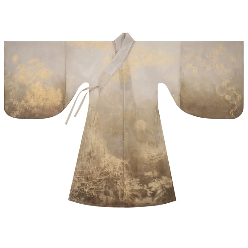 Men's-Ming-Dynasty-Daopao-Robe-Printed-Gradient-Color-Hanfu-4 Men's Ming Dynasty Daopao Robe Printed Gradient Color Hanfu