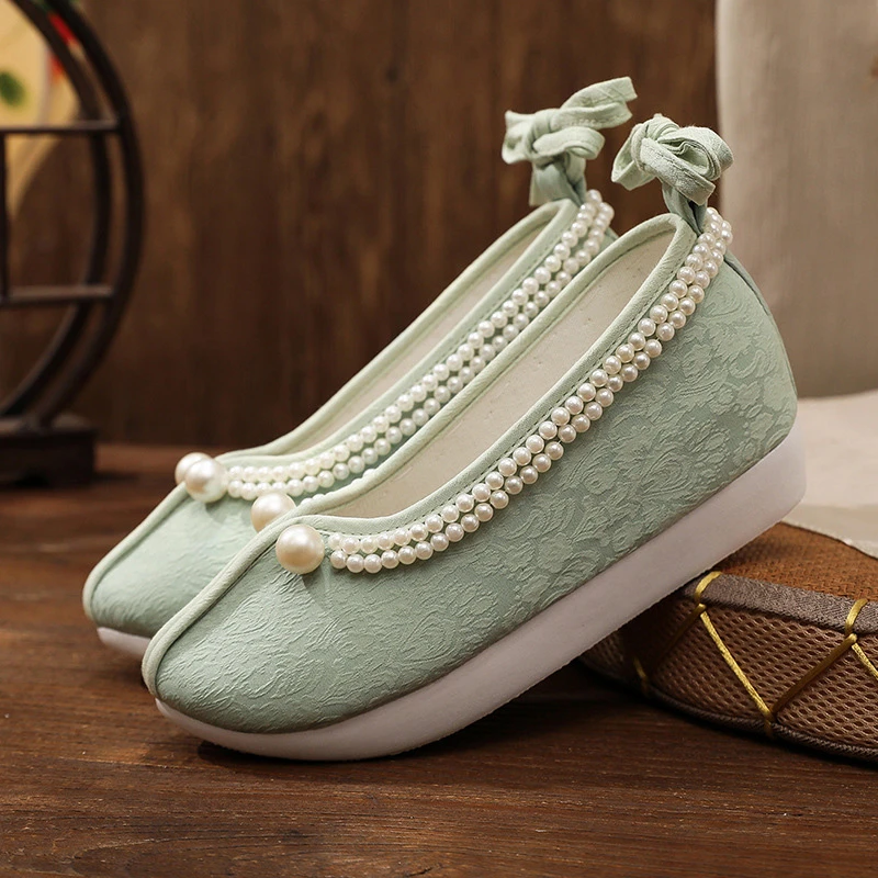 Ming-Dynasty-Hanfu-Shoes-Women-Traditional-Cloth-Solid-Color-Shoes-1 Ming Dynasty Hanfu Shoes Women Traditional Cloth Solid Color Sho