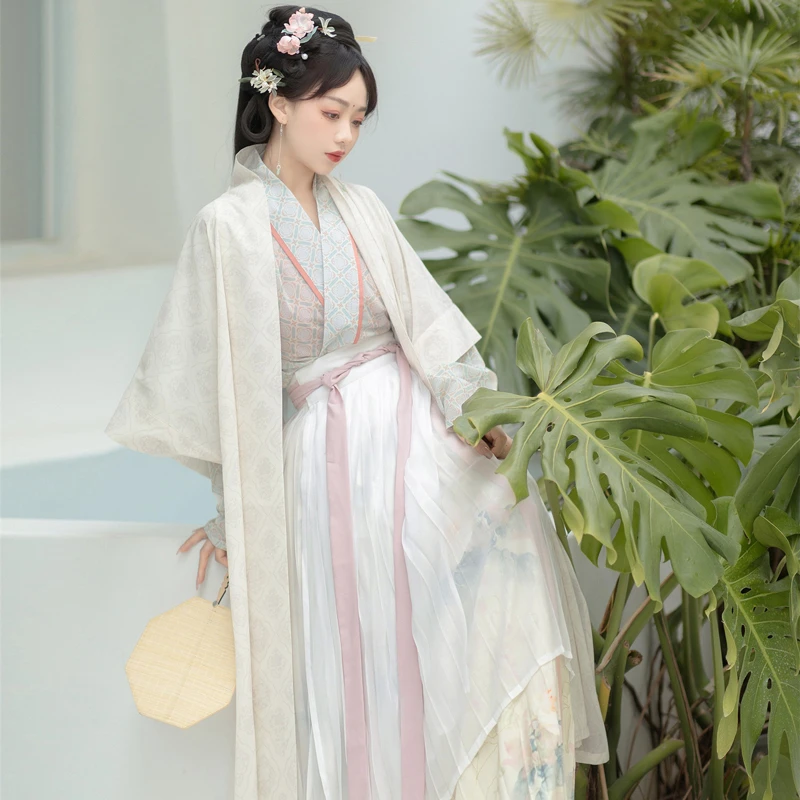 Spring-Women-Song-Dynasty-Hanfu-Elegant-Traditional-Pleated-Skirt-1 Spring Women Song Dynasty Hanfu Elegant Traditional Pleated Skirt