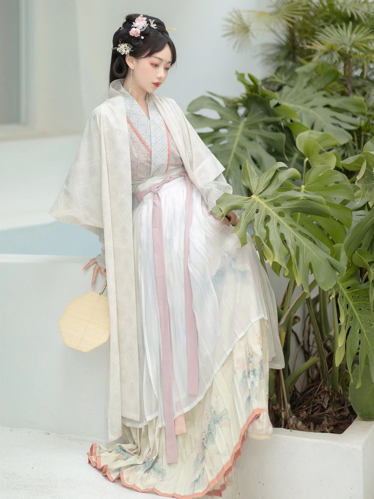 Spring Women Song Dynasty Hanfu Elegant Traditional Pleated Skirt