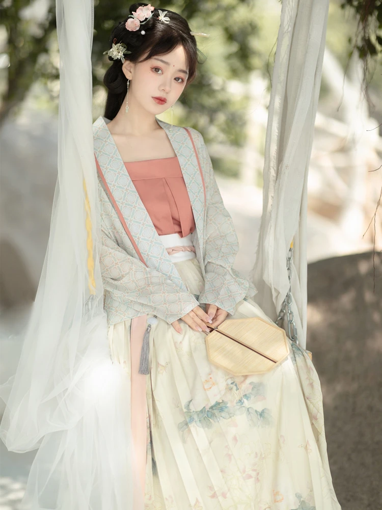 Spring Women Song Dynasty Hanfu Elegant Traditional Pleated Skirt