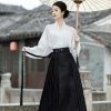 Women-Casual-Hanfu-Ming-Dynasty-Mamian-Skirt-Set-Black-Dashing-Style-3 Women Casual Hanfu Ming Dynasty Mamian Skirt Set Black Dashing Style