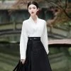 Women-Casual-Hanfu-Ming-Dynasty-Mamian-Skirt-Set-Black-Dashing-Style-4 Women Casual Hanfu Ming Dynasty Mamian Skirt Set Black Dashing Style