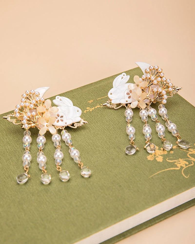 bunny hairclip women hanfu accessories