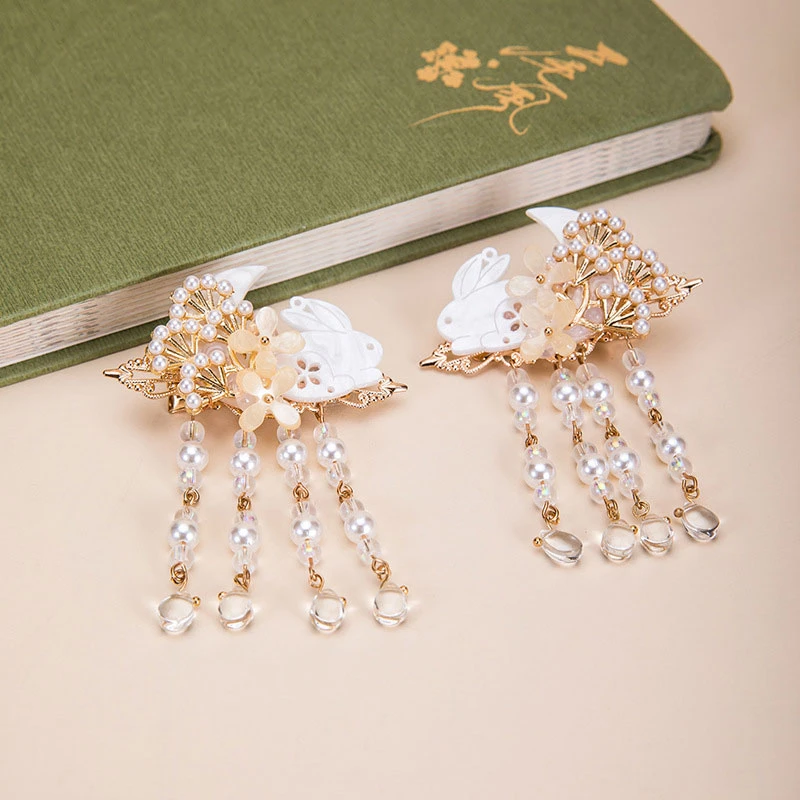 bunny hairclip women hanfu accessories