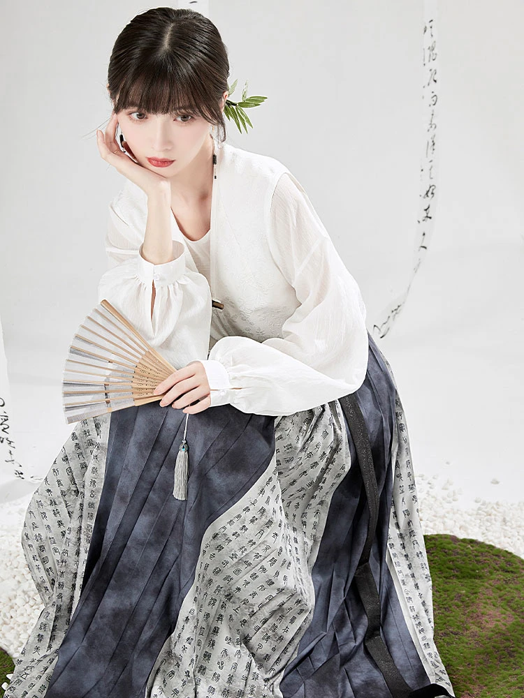 preppy girl white black modern hanfu