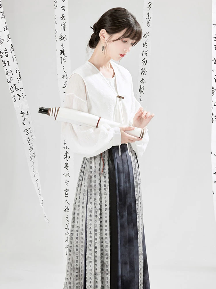 preppy girl white black modern hanfu