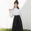 Spring-Modern-Song-Hanfu-Improved-Calligraphy-Style-Songku-Set-2 Street Fashion Song Ladies Casual Hanfu Summer Changgansi Style