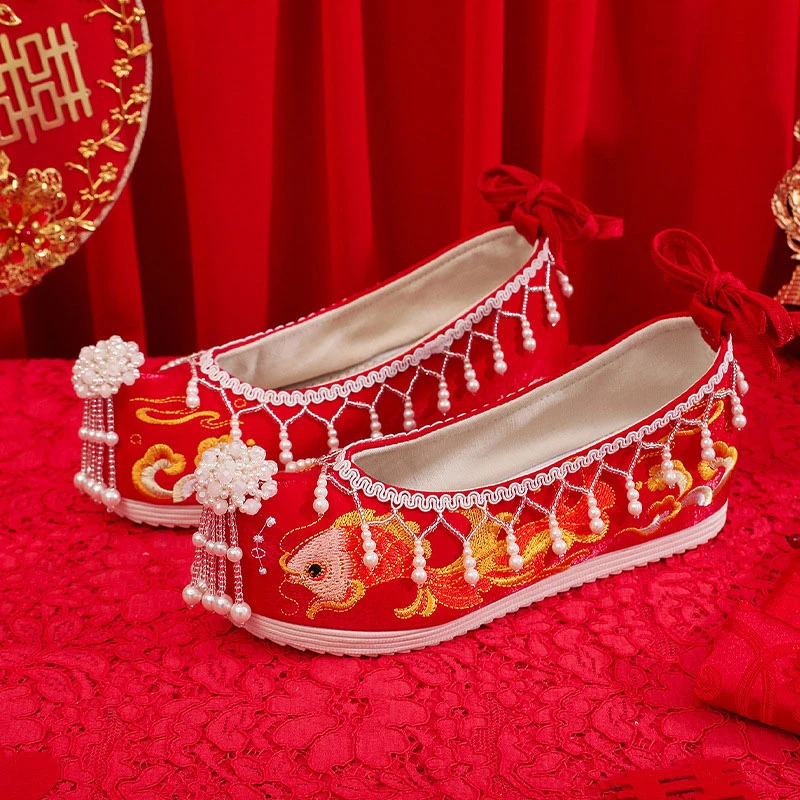 Ancient-Style-Hanfu-Wedding-Embroidered-Shoes-Chinese-Style-Bridal-Shoes-1 Ancient Style Hanfu Wedding Embroidered Shoes Chinese Style Bridal Shoes