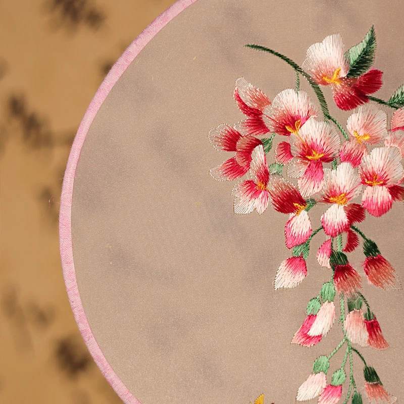 Classical-Embroidered-Tuanshan-Ladies-Dance-Fan-Red-Flower-2 Classical Embroidered Tuanshan Ladies Dance Fan Red Flower