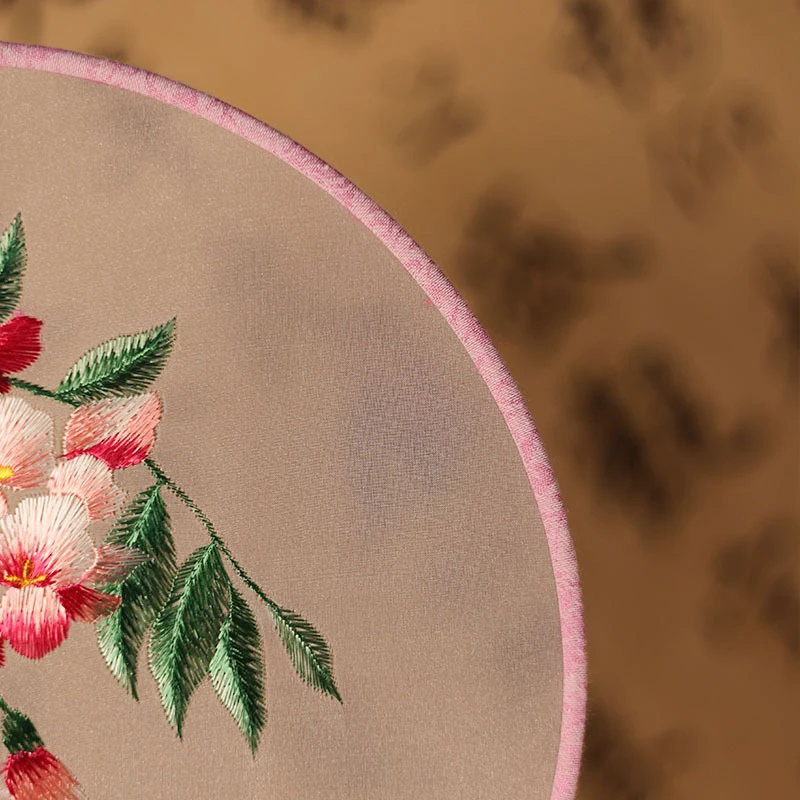 Classical-Embroidered-Tuanshan-Ladies-Dance-Fan-Red-Flower-3 Classical Embroidered Tuanshan Ladies Dance Fan Red Flower