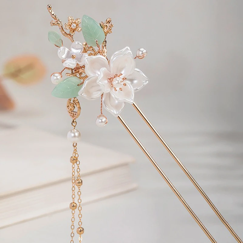 Hanfu-Hairpin-Ancient-Style-Camellia-Tassel-Headpiece-1 Hanfu Hairpin Ancient Style Camellia Tassel Headpiece