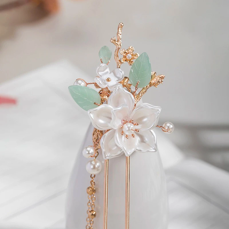 Hanfu-Hairpin-Ancient-Style-Camellia-Tassel-Headpiece-3 Hanfu Hairpin Ancient Style Camellia Tassel Headpiece