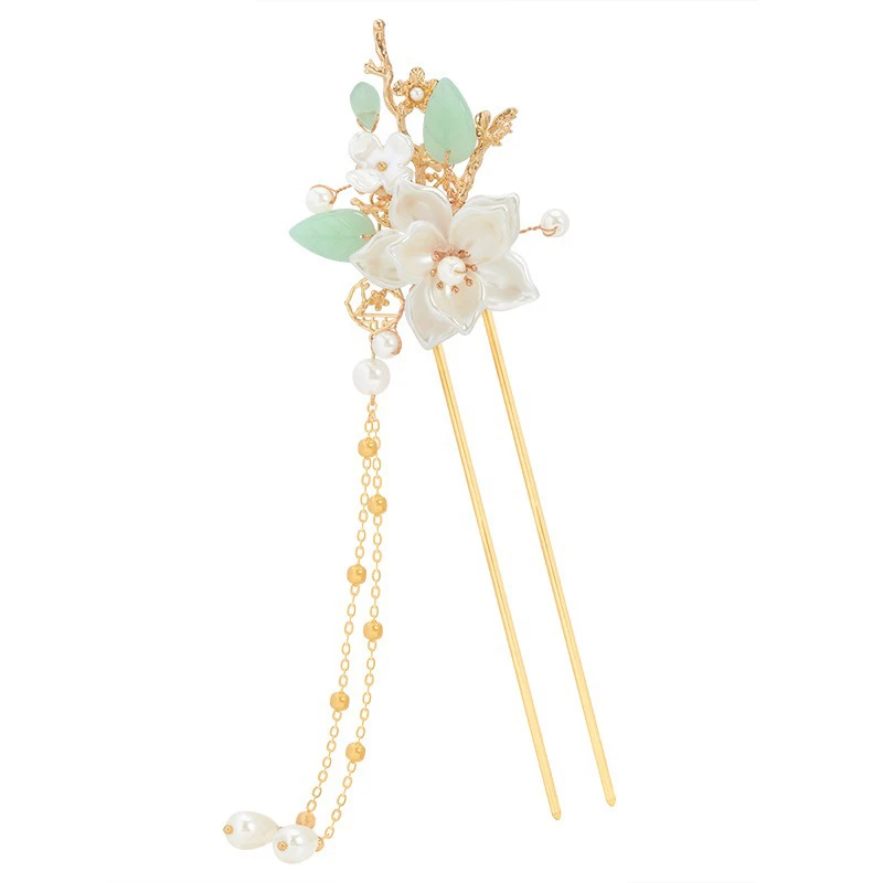 Hanfu-Hairpin-Ancient-Style-Camellia-Tassel-Headpiece-4 Hanfu Hairpin Ancient Style Camellia Tassel Headpiece