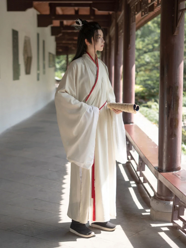 Male Song Round Collar Robe Spring Cross-collar Long Shirt