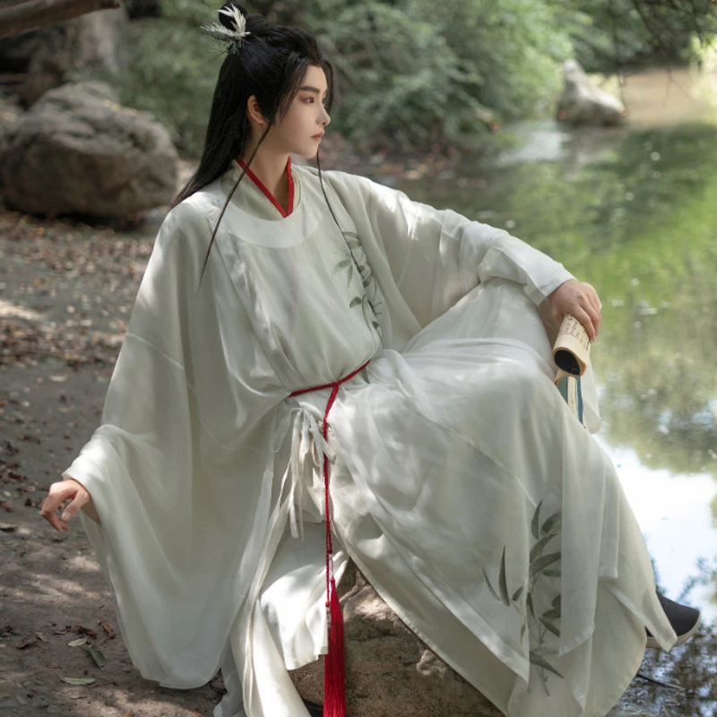 Male-Song-Round-Collar-Robe-Spring-Cross-collar-Long-Shirt-2 Male Song Round Collar Robe Spring Cross-collar Long Shirt