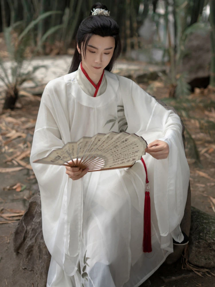 Male Song Round Collar Robe Spring Cross-collar Long Shirt