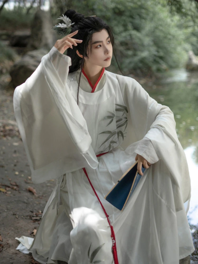 Male Song Round Collar Robe Spring Cross-collar Long Shirt