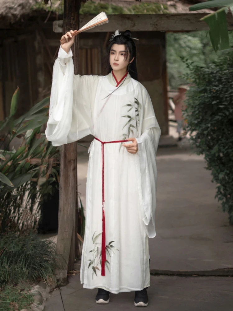 Male Song Round Collar Robe Spring Cross-collar Long Shirt