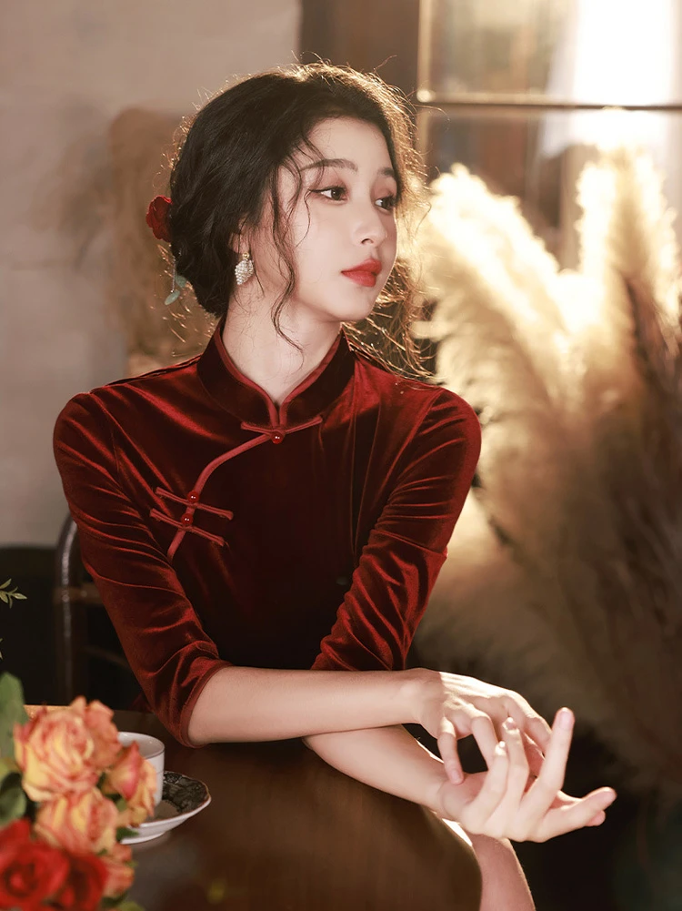 Modern Wedding Cheongsam New Autumn Sexy Short Dresses