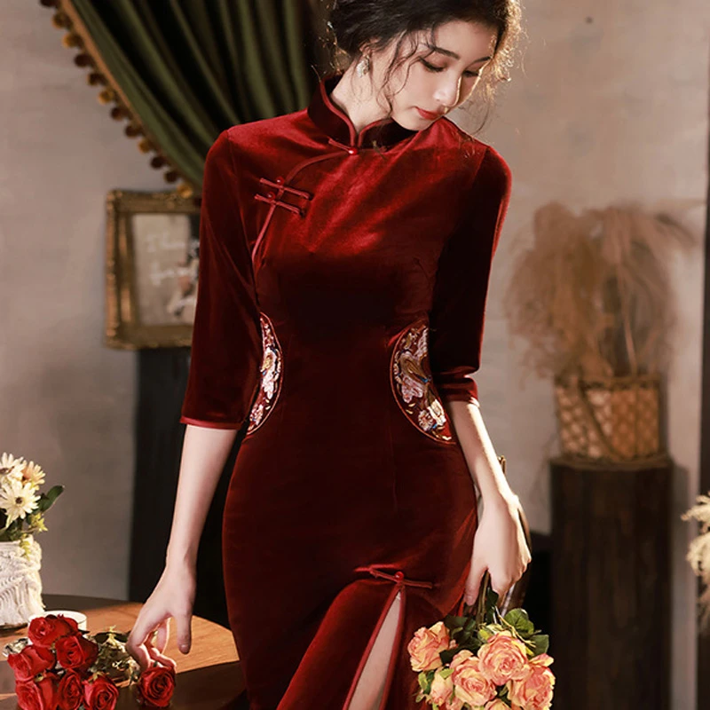 Modern-Wedding-Cheongsam-New-Autumn-Sexy-Short-Dresses-3 Modern Wedding Cheongsam New Autumn Sexy Short Dresses
