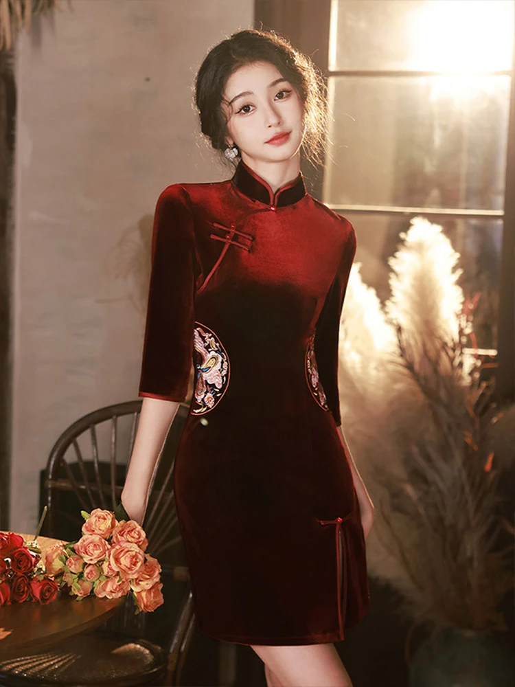 Modern Wedding Cheongsam New Autumn Sexy Short Dresses