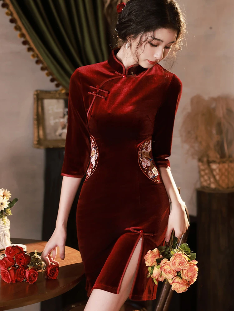 Modern Wedding Cheongsam New Autumn Sexy Short Dresses