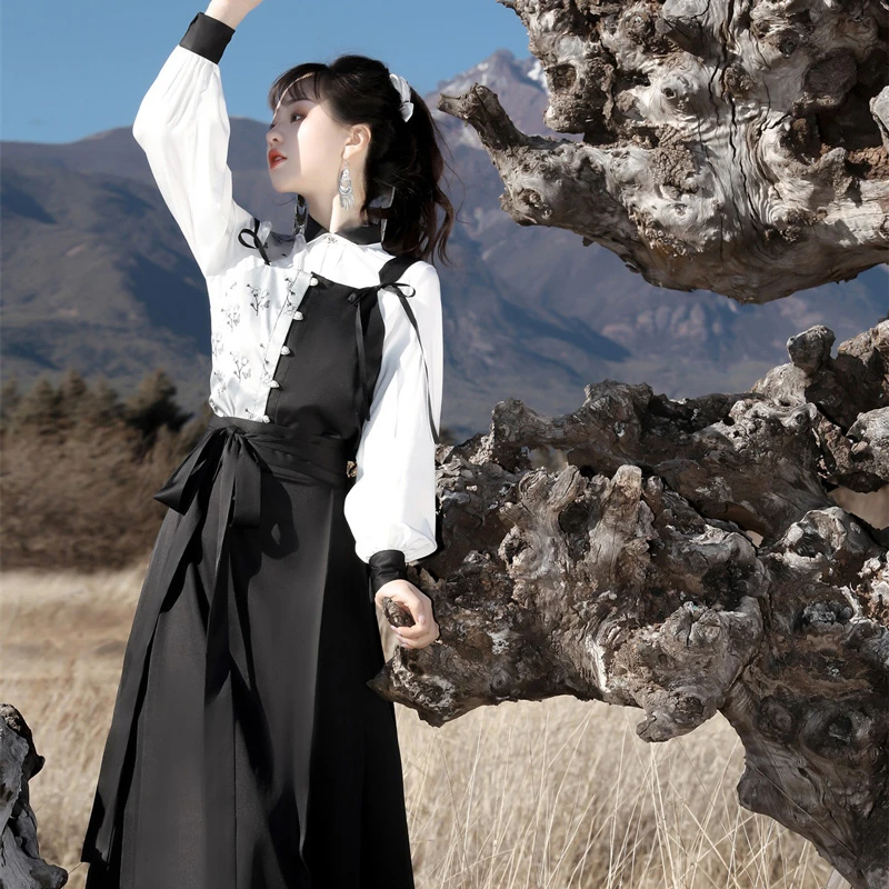 New-Modern-Women-Hanfu-Costume-for-Daily-Mamian-Qun-2 New Modern Women Hanfu Costume for Daily Mamian Qun