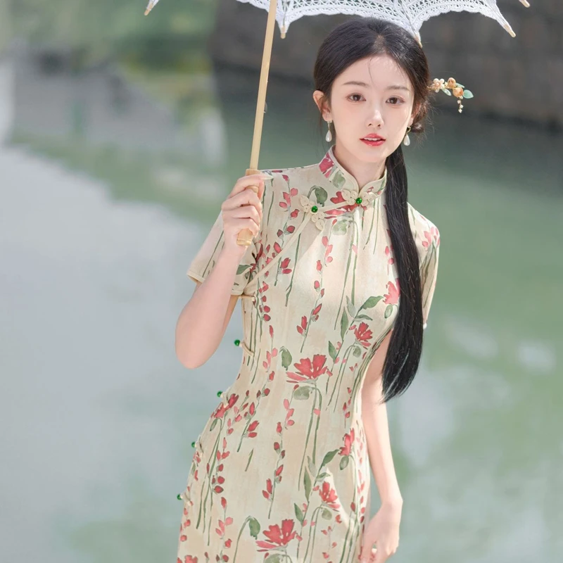 Summer-New-Cheongsam-Daily-Fashion-Elegant-Improved-Dresses-1 Summer New Cheongsam Daily Fashion Elegant Improved Dresses
