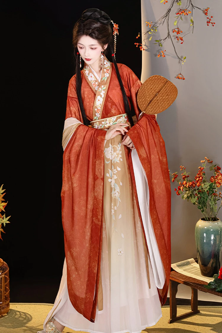 Women Qiyao Hanfu Dress Wei Jin Large Sleeve Fairy Costume