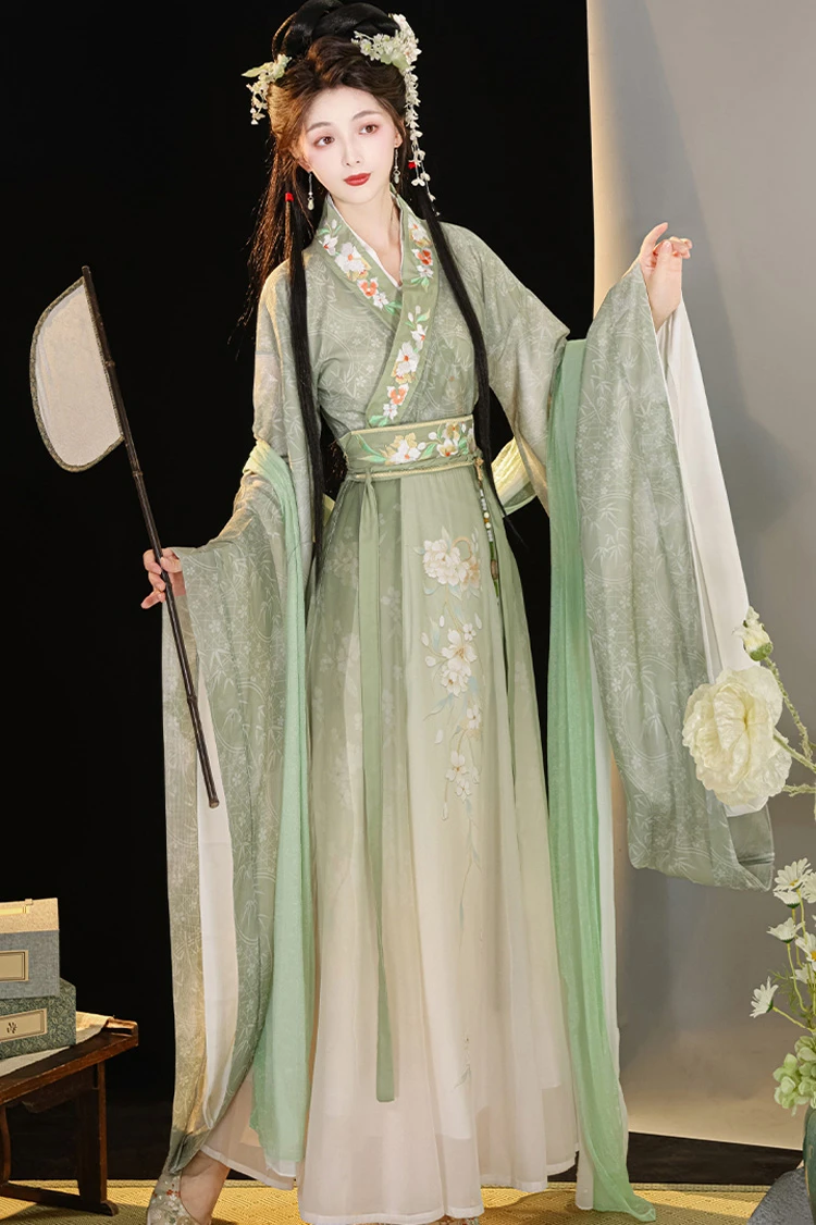 Women Qiyao Hanfu Dress Wei Jin Large Sleeve Fairy Costume