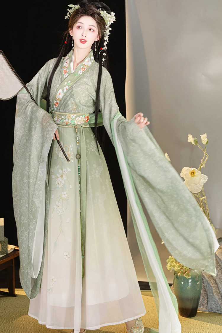 Women Qiyao Hanfu Dress Wei Jin Large Sleeve Fairy Costume