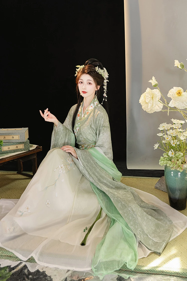 Women Qiyao Hanfu Dress Wei Jin Large Sleeve Fairy Costume