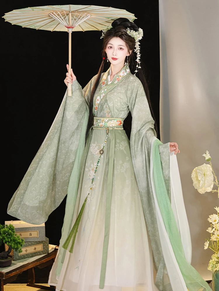 Women Qiyao Hanfu Dress Wei Jin Large Sleeve Fairy Costume