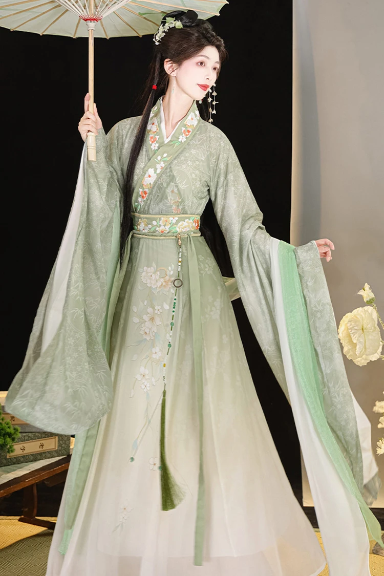 Women Qiyao Hanfu Dress Wei Jin Large Sleeve Fairy Costume